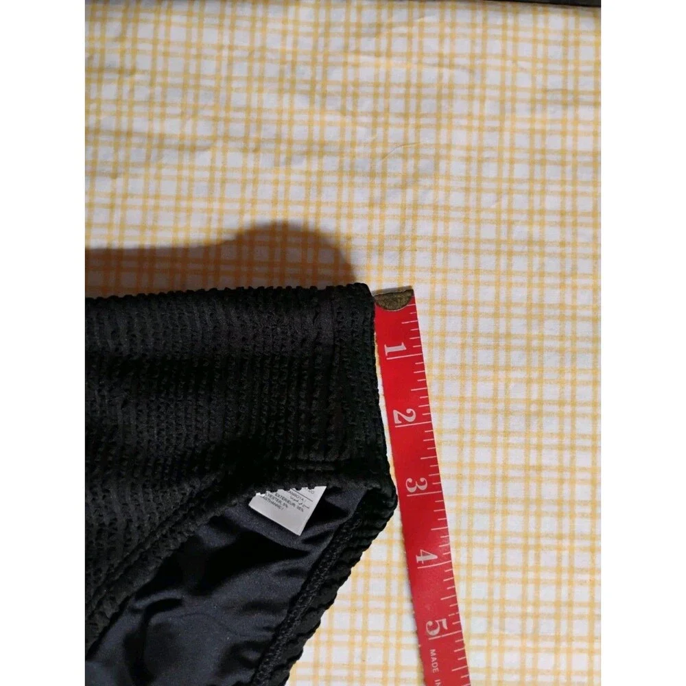 Womens Old Navy Medium Solid Textured Dark Black Bikini Swim Bottom